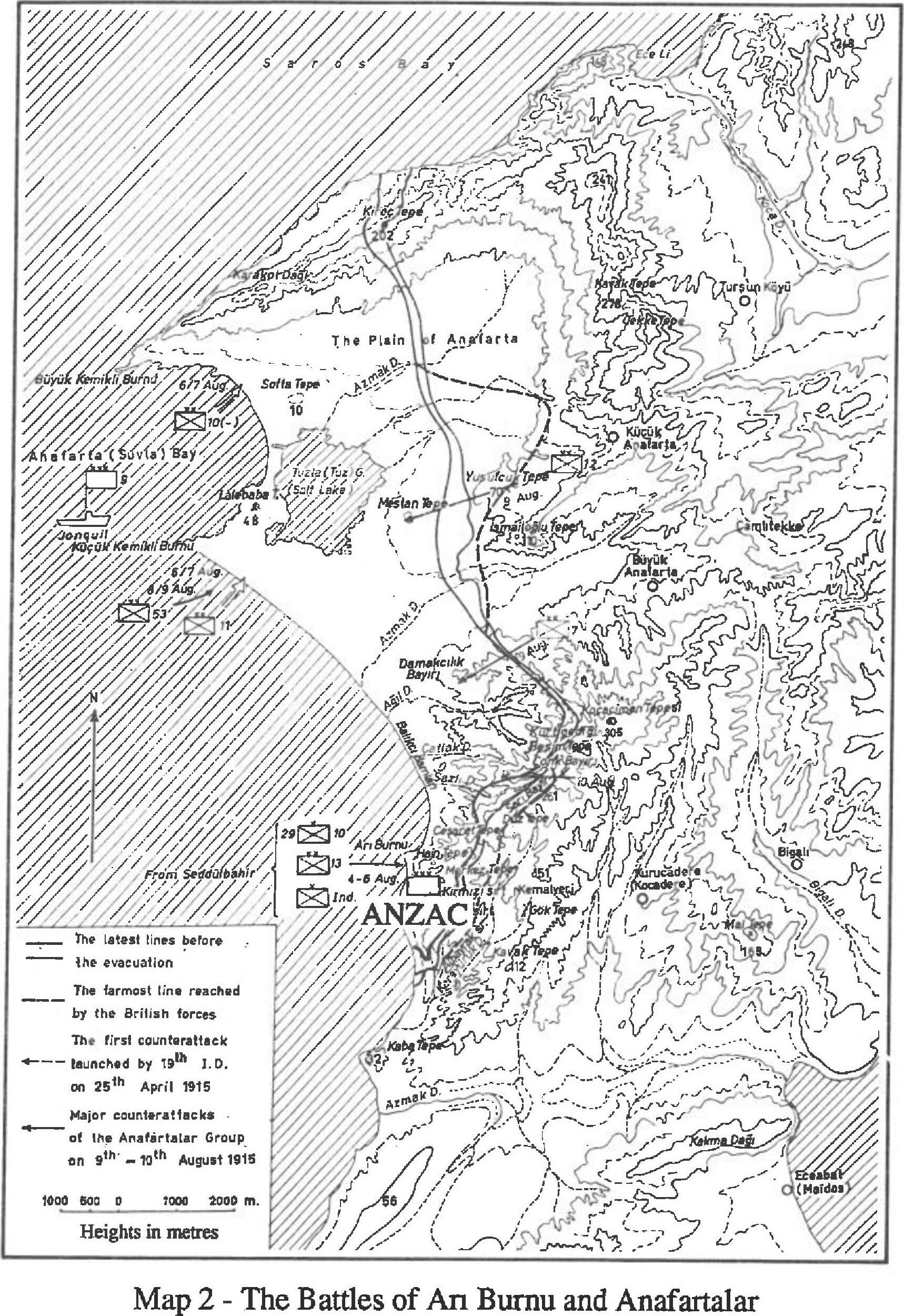 Map 2 — The Battles of Arı Burnu and Anafartalar
